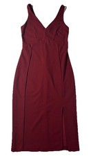 Lulu’s Women’s Sz Small Burgundy Sleeveless Midi Zip Up Cocktail Dress