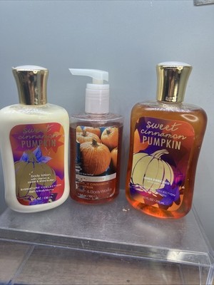 BATH & BODY WORKS SWEET CINNAMON PUMPKIN Shower Gel Hand Sanitizer & Lotion