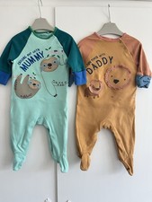 Baby Boys NEXT 0-3 Months Babygrow Sleepsuit Bundle Mummy Daddy Lion Sloth