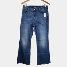 Old Navy Flare Jeans Womens Size 10 High Rise Wow Blue Stretch 30  Inseam NEW