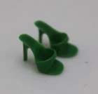 Vintage Mattel Barbie Doll Replacement Shoes Mules Heel Japan GREEN Parts Pair
