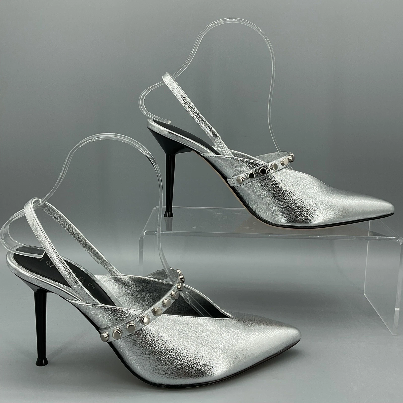 Alexander McQueen — NEW Alexander McQueen Women’s Leather Slingback Pumps Silver Size 8/38C