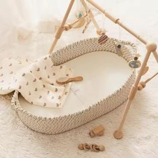 Baby Changing Basket, Moses Basket for Newborn, Beige Moses Basket Bassinet.