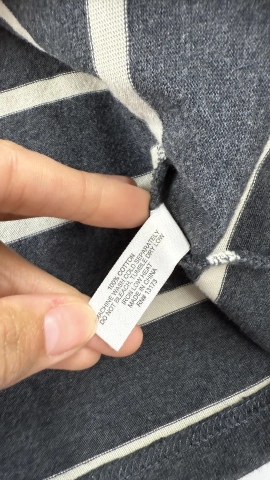 Saturdays Surf NYC Shirt Mens Medium Gray White Striped Long Sleeve Heavyweight - Image 4 of 4