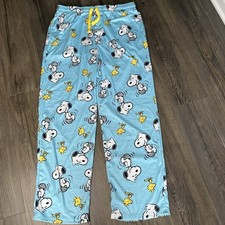 Peanuts Snoopy Woodstock Pajama Pants Mens 2XL Light Blue Sleep Lounge Pants