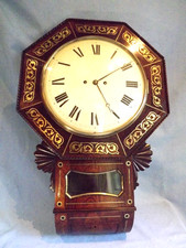 19c Twin Fusee Wall Clock Brass Inlay GWO.