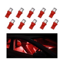 Bwbwnd 10 Pcs Led Light Bulb For Car Super Bright T10 5050 Wedge 5-smd Red