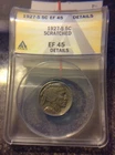 1927-S BUFFALO NICKEL ANACS EF 45 SCRATCH AT TEMPLE