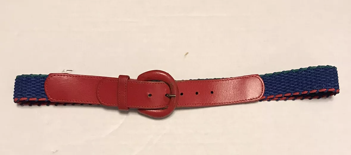 Ceinture Christian Dior Vintage Femme... Ceinture Rouge, Vert, Bleu !! 33 pouces !! Stretch !!