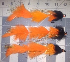 2/0 Double Articulated Big Bite Pike Bunny Fly Orange And Black.Gamakatsu B10s