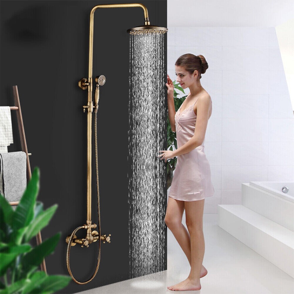 WELS Bathtub Taps Set Bathroom Shower System Retro Wall Mounted Shower