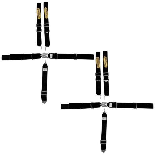 Pair Black 5 Point Racing Harness Seat Belt Combo Latch & Link Pull Down Razor - Foto 1 di 1