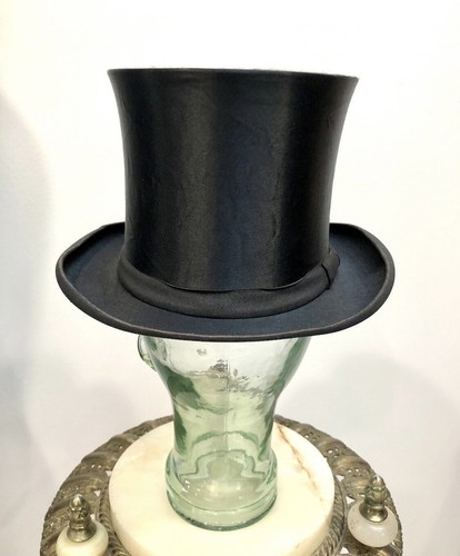 ANTIQUE Victorian PARIS EXPOSITION 1900 German COLLAPSIBLE SILK TOP HAT Exc Sz-S - Picture 8 of 10