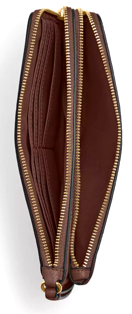 ❤️Coach Double Zip Wallet - CX161 Tan Brown Signature Canvas