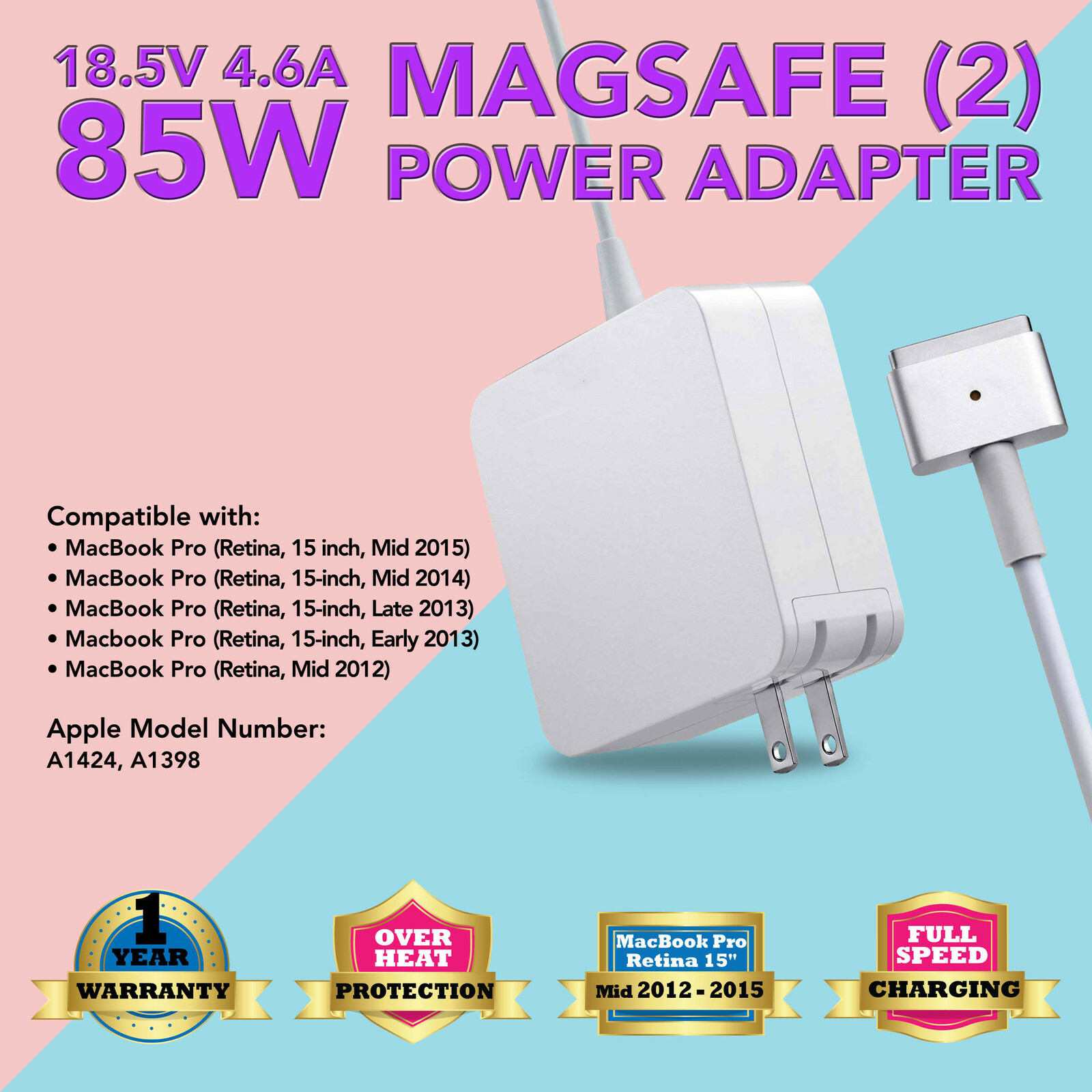 5 Pin T Adapter 85w Ac Charger For Apple Macbook Pro 15 Mgxa2ll A A1424 Laptop For Sale Online Ebay