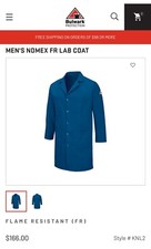 Bulwark Workrite Lab Coat FR Nomex Size small Royal Blue