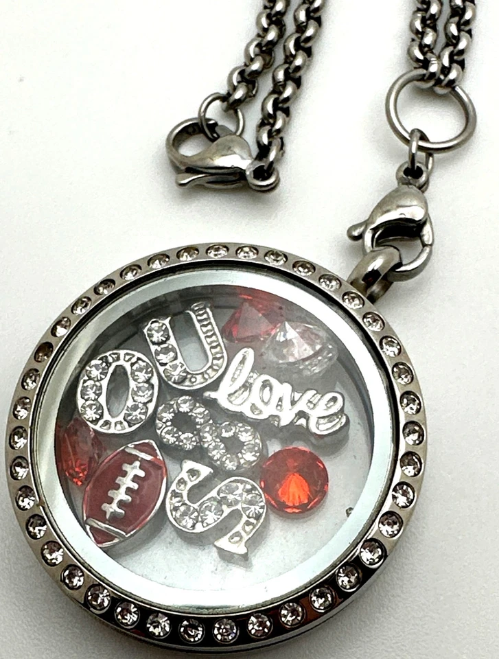 OSU Medallón Flotante Collar Acentos y Cadena Universidad Fútbol Equipo Espíritu Foto 4 de 4