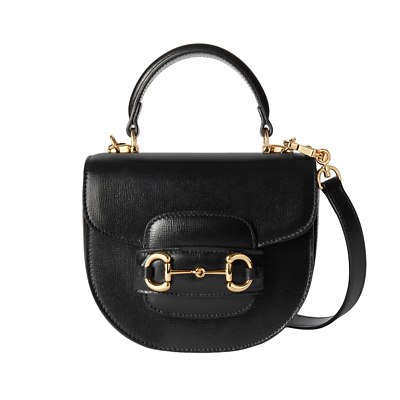GUCCI Horsebit 1955 Mini $3190 Black Leather Top Handle Bag New