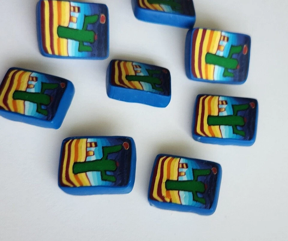  Cactus Desert Theme Polymer Clay Button 8 Pieces - Image 4 of 4