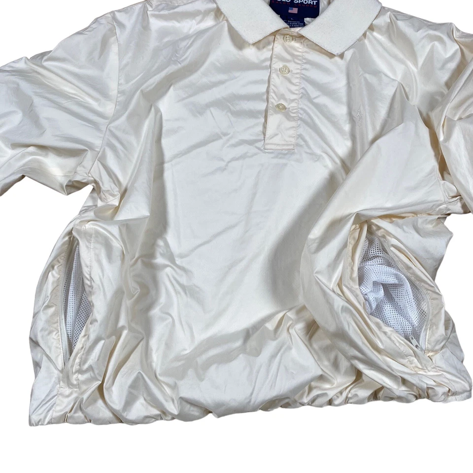 De colección Polo Sport Ralph Lauren Para Hombre L Blanco Crema Forrado Pullover Rompevientos Foto 3 de 4