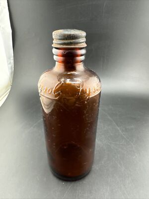 Vintage LYSOL Amber Glass Apothecary Anchor Hocking Empty Bottle 