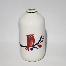 180 Degrees Misha Zadeh 5” Ceramic Porcelain Modern Red Bird Bud Vase EUC