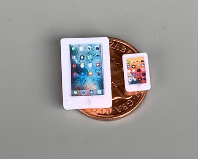 Puppenhaus Plastik iPad Tablet & IPhone Nicht Funktionierend Weiß 1:12 tumdee