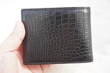 Black Genuine Crocodile Belly Leather Skin MEN'S BIFOLD Wallet D47