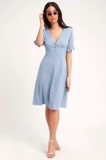 Lulus Light Blue Eyelet Lace Midi Dress XS NWT