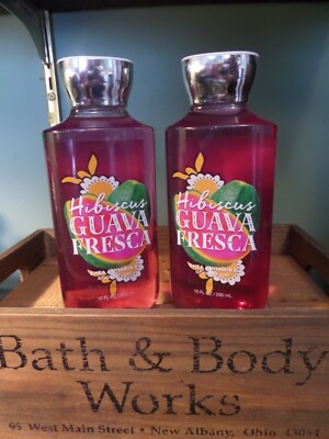 Lot of TWO Bath & Body Works HIBISCUS GUAVA FRESCA Shea & Vitamin E Shower Gels