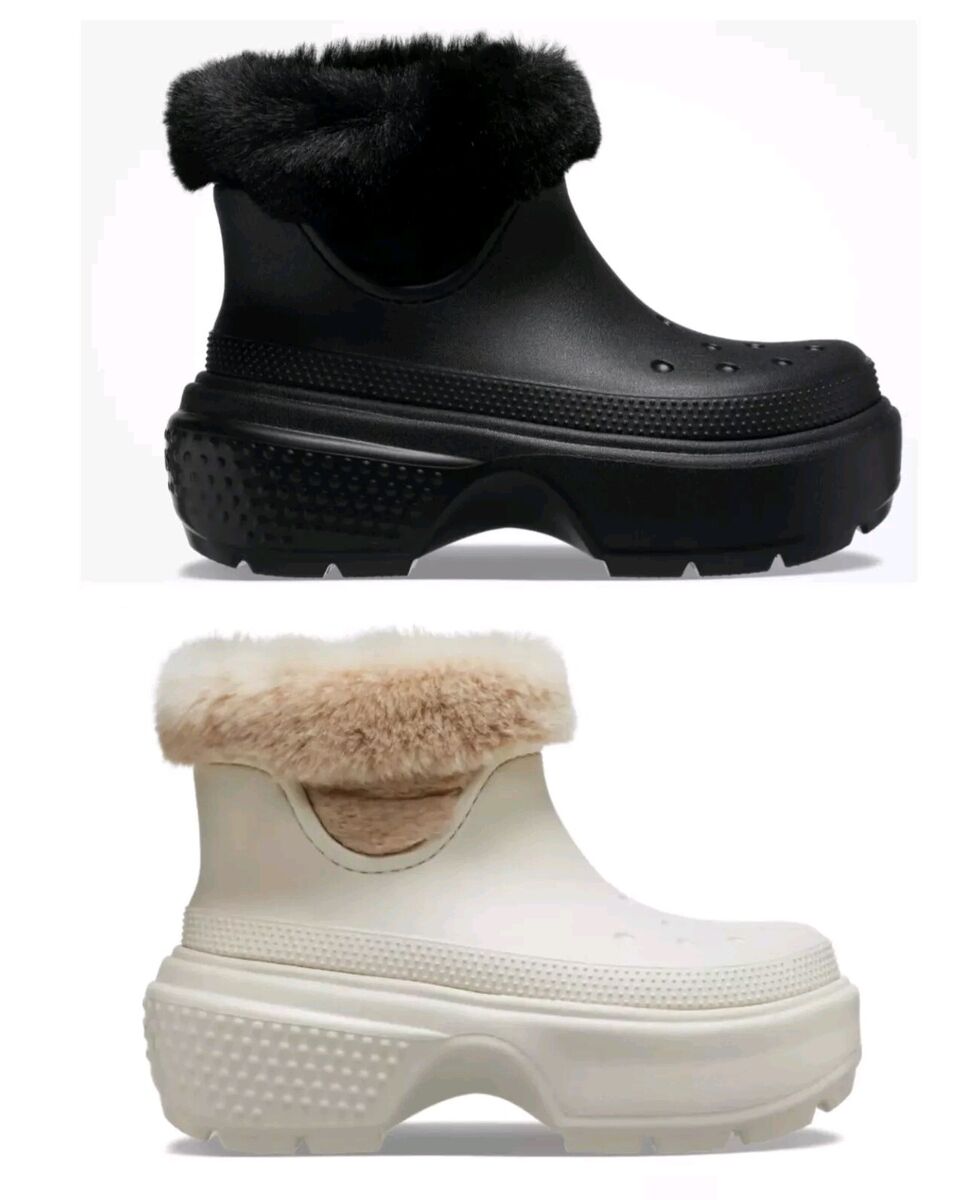 Unisex Crocs Stomp Fur Lined Boots Black or Stucco | eBay Unisex Crocs Stomp Fur Lined Boots Black or Stucco | eBay