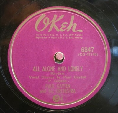 Paul Gayten & His Orchestra - 78 RPM / All Alone And Lonely  (196-0524-HS)