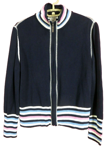 SC001084 ST JOHN Sport Women 80% Wool Knit Full Zip Cardigan Long Sleeve Multi M