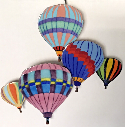 Palloncini ad aria calda Bovano in volo smalto vetro rame metallo scultura arte da parete - Foto 2 di 4