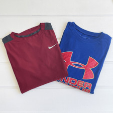 Nike and Under Armour Lot Of Youth Boys Long Sleeve Loose Fit Tee Shirts Large
