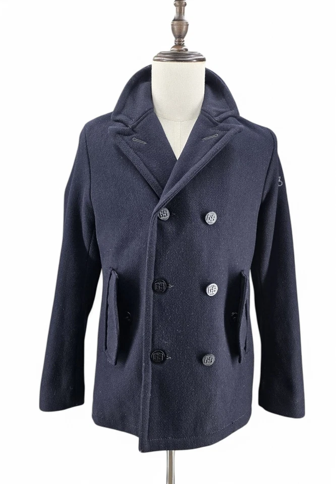 G-STAR RAW Mens Small "Morter P Coat" Navy Heavy Wool Blend Designer - Image 2 of 4