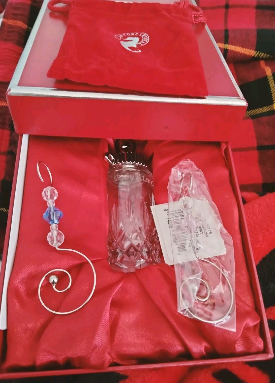 Waterford Crystal Baby’s 1st Christmas Baby Bottle Ornament In Box.
