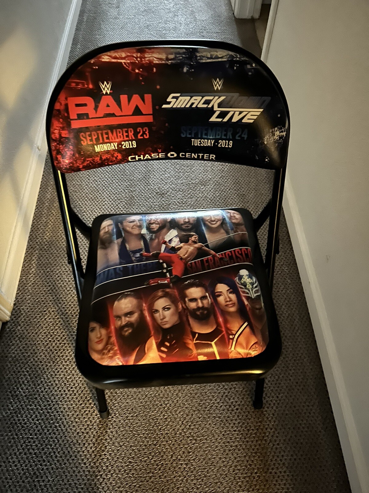 WWE RAW Smackdown Commemorative Ringside Chair Roman Reigns Becky Lynch