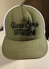 “Base Camp Brewing” Green & White W Black Embroidery Adj. Baseball Hat Cap