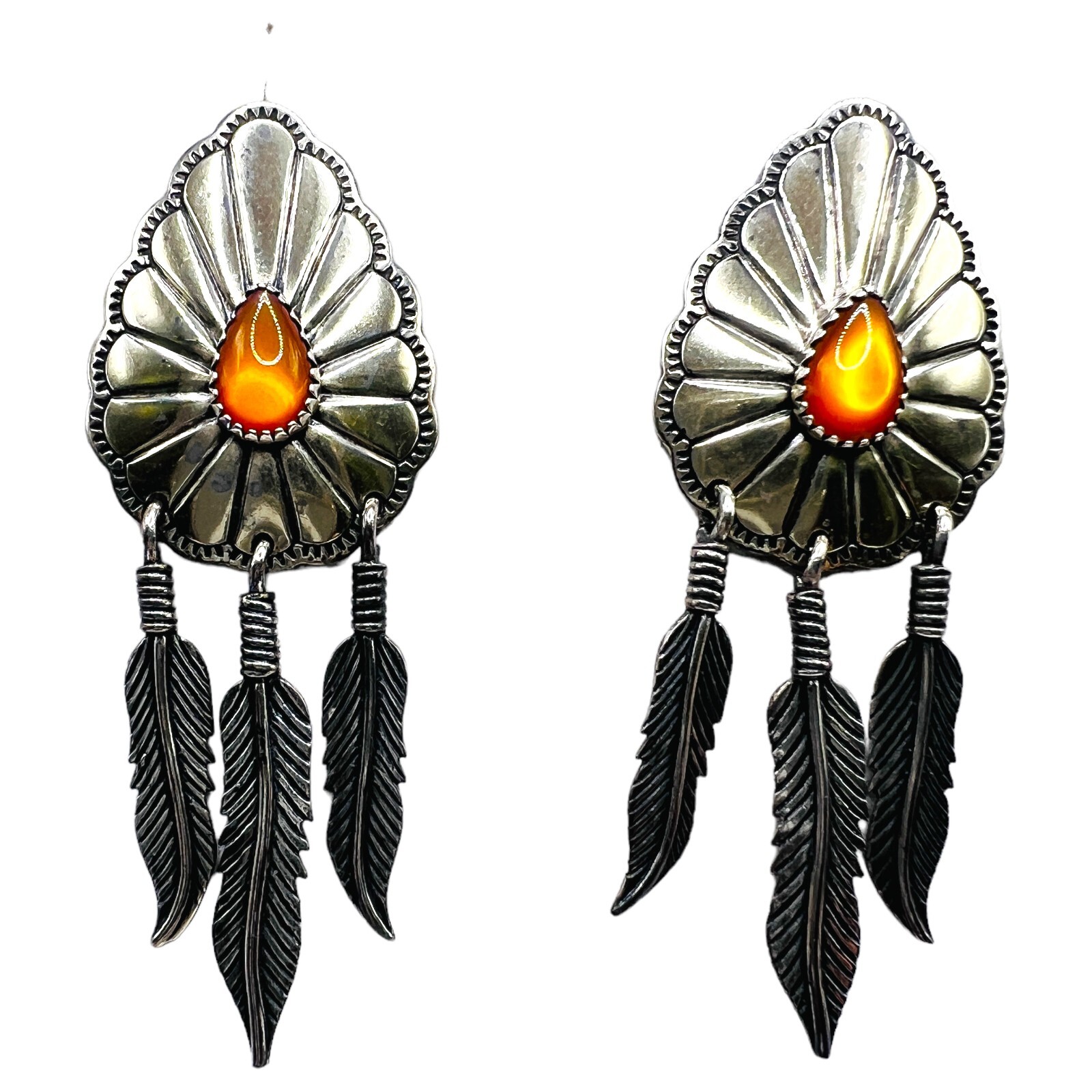 Sterling Silver Arrow Feather Dangle Earrings Sou… - image 7