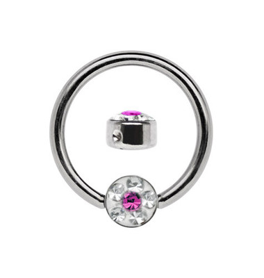 Lippen Nasen Piercing Schmuck BCR Titan Ring 1,2mm mit 4mm Epoxy Strass Platte