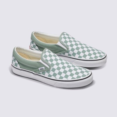 Vans Classic Slip-On Color Theory Checkerboard Iceberg Green Slip On