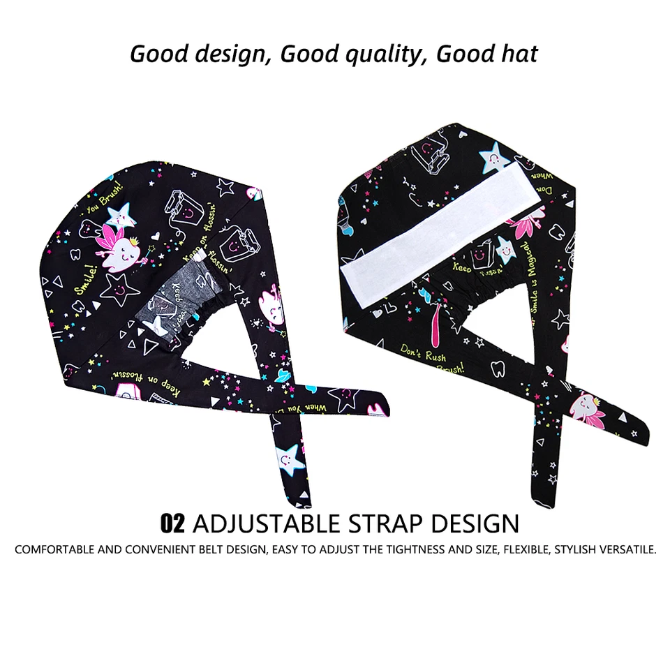 Women Surgical Scrub Caps floral printed medical nursing hat chef Dentist cap - Image 4 of 4
