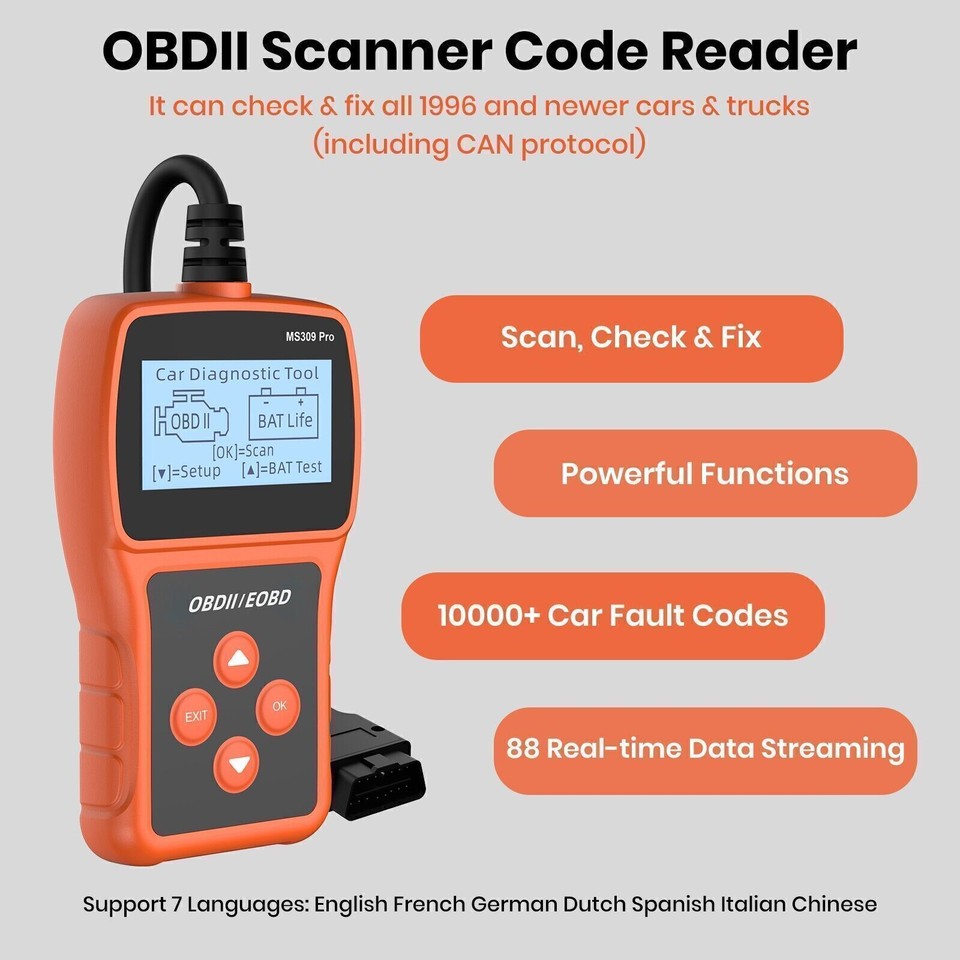 Automotive OBD2 Scanner EOBD Code Reader Car Diagnostic Tool Check ...