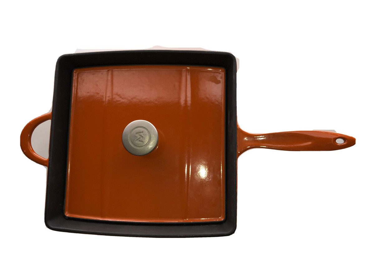Mario Batali By Dansk Orange Enameled Cast Iron Grill Pan With