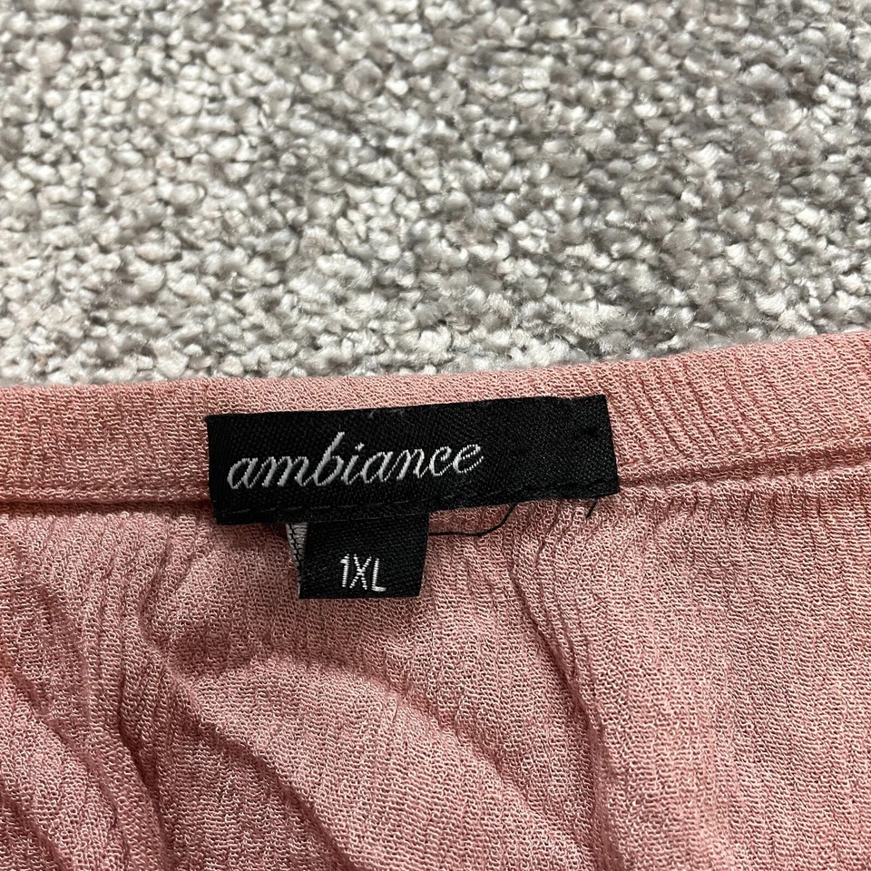Blusa Top Ambiance Mujer 1XL Rosa Manga Corta Elastizada Rayón Foto 4 de 4
