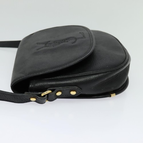 SAINT LAURENT Shoulder Bag Leather Black Gold Auth ep7934 - Picture 4 of 20