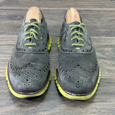 Cole Haan Zerogrand Shoes Mens 8.5 M Wing OX Gray Lime Green
