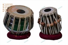 Steel Tabla Set Chrome Finish Sheesham Wood Dayan Musical Instrument With Bag