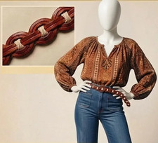 Vintage Woven Italian Leather And Rope Belt Size Up To 32 Waist